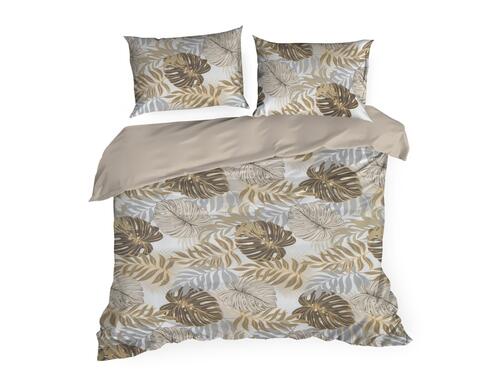 Obliečky na posteľ z mikrovlákna - Korfu ozdobené tlačou exotických listami, prikrývka 220 x 200 cm + 2x vankúš 70 x 80 cm